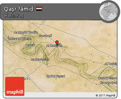 Satellite 3D Map of Qaşr Ḩāmid