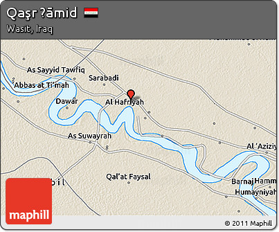 Shaded Relief 3D Map of Qaşr Ḩāmid