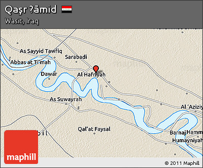 Shaded Relief 3D Map of Qaşr Ḩāmid