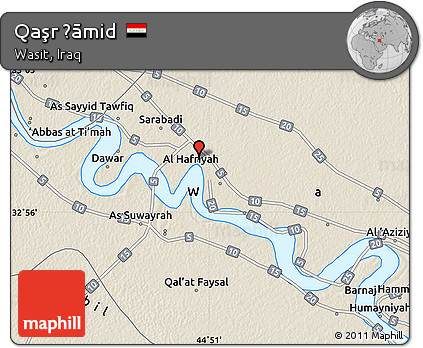 Shaded Relief Map of Qaşr Ḩāmid