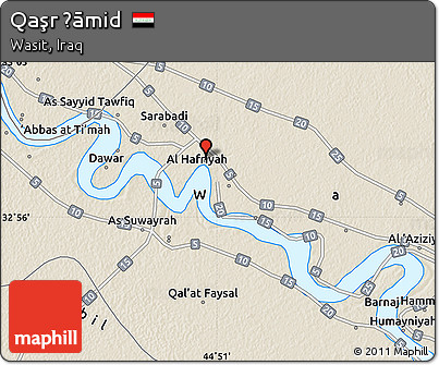 Shaded Relief Map of Qaşr Ḩāmid