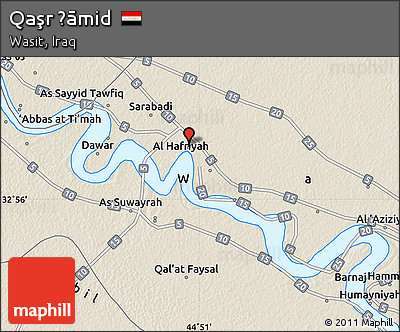 Shaded Relief Map of Qaşr Ḩāmid