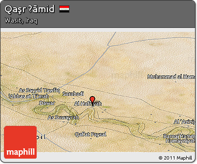 Satellite Panoramic Map of Qaşr Ḩāmid