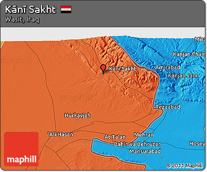 Political 3D Map of Kanī Sakht