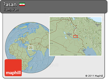 Savanna Style Location Map of Ḩasan, hill shading