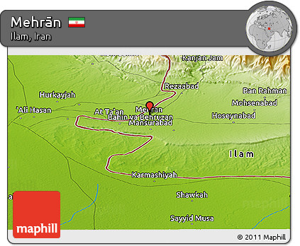 Physical Panoramic Map of Mehrān