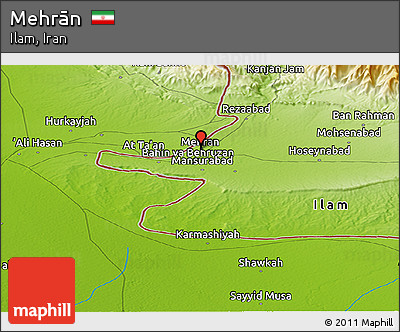 Physical Panoramic Map of Mehrān