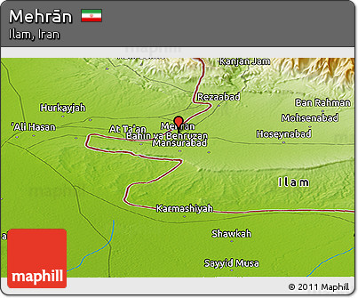 Physical Panoramic Map of Mehrān