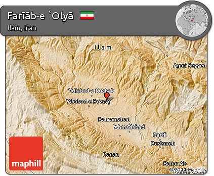Satellite 3D Map of Farīāb-e `Olyā