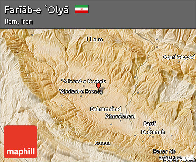 Satellite 3D Map of Farīāb-e `Olyā