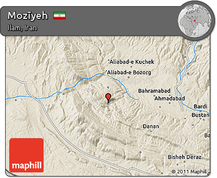Shaded Relief 3D Map of Mozīyeh
