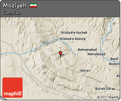 Shaded Relief 3D Map of Mozīyeh
