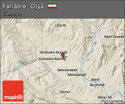 Shaded Relief 3D Map of Farīāb-e `Olyā