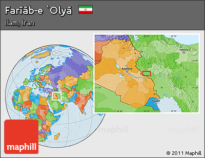 Political Location Map of Farīāb-e `Olyā