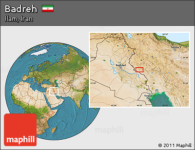Satellite Location Map of Badreh