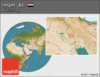 Satellite Location Map of Imām `Alī