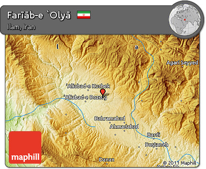 Physical Map of Farīāb-e `Olyā