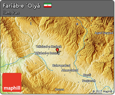 Physical Map of Farīāb-e `Olyā
