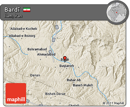 Shaded Relief Map of Bardī