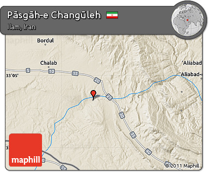 Shaded Relief Map of Pāsgāh-e Changūleh