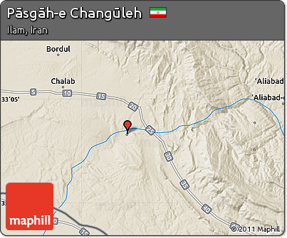 Shaded Relief Map of Pāsgāh-e Changūleh