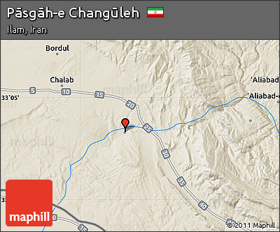 Shaded Relief Map of Pāsgāh-e Changūleh