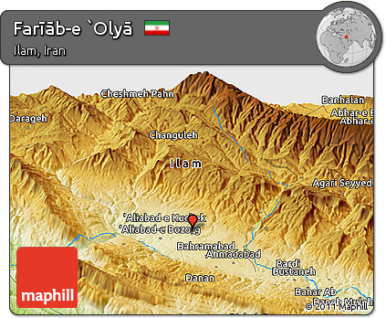 Physical Panoramic Map of Farīāb-e `Olyā