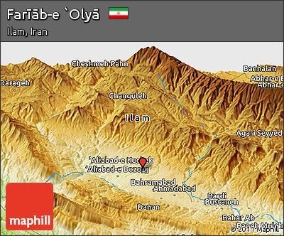 Physical Panoramic Map of Farīāb-e `Olyā