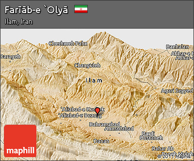Satellite Panoramic Map of Farīāb-e `Olyā