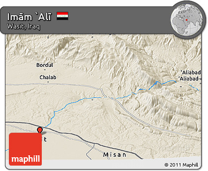 Shaded Relief Panoramic Map of Imām `Alī