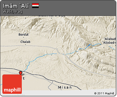 Shaded Relief Panoramic Map of Imām `Alī