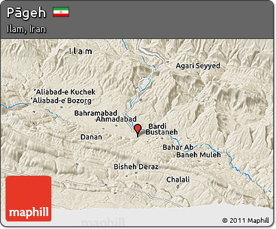 Shaded Relief Panoramic Map of Pāgeh