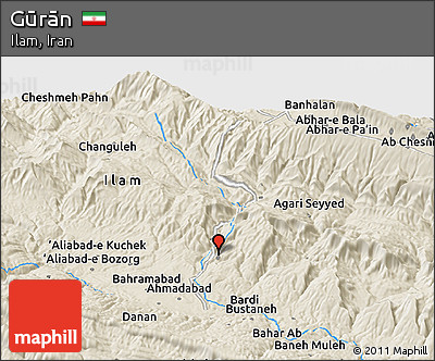 Shaded Relief Panoramic Map of Gūrān
