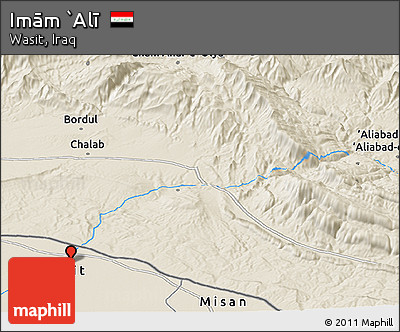 Shaded Relief Panoramic Map of Imām `Alī