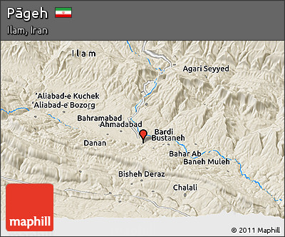 Shaded Relief Panoramic Map of Pāgeh