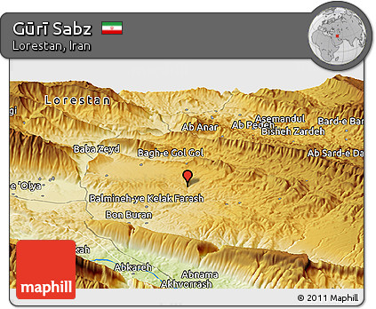 Physical Panoramic Map of Gūrī Sabz