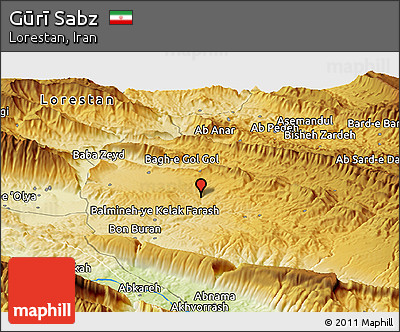 Physical Panoramic Map of Gūrī Sabz