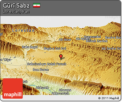 Physical Panoramic Map of Gūrī Sabz