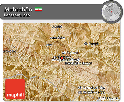 Satellite 3D Map of Mehrabān