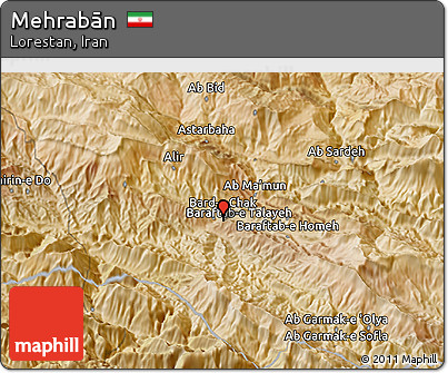 Satellite 3D Map of Mehrabān