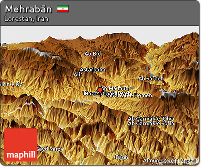 Physical Panoramic Map of Mehrabān