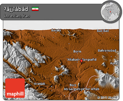 Physical 3D Map of Ḩājjīābād