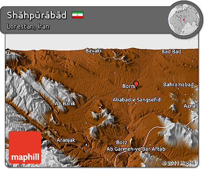 Physical 3D Map of Shāhpūrābād
