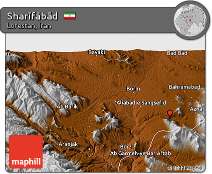Physical 3D Map of Sharīfābād