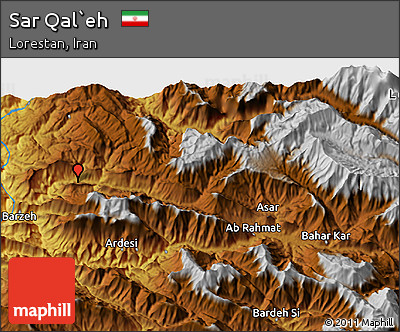 Physical 3D Map of Sar Qal`eh