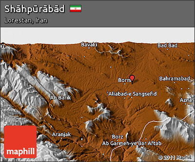 Physical 3D Map of Shāhpūrābād