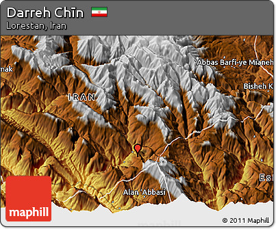 Physical 3D Map of Darreh Chīn