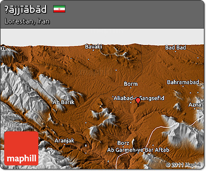 Physical 3D Map of Ḩājjīābād
