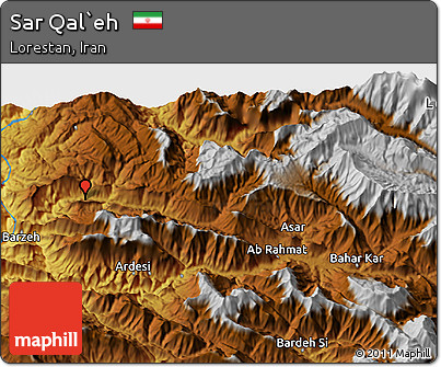 Physical 3D Map of Sar Qal`eh