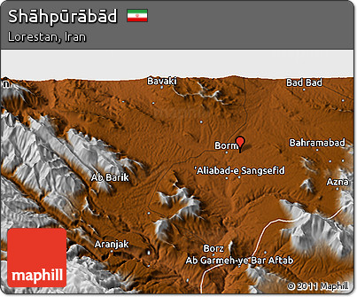 Physical 3D Map of Shāhpūrābād